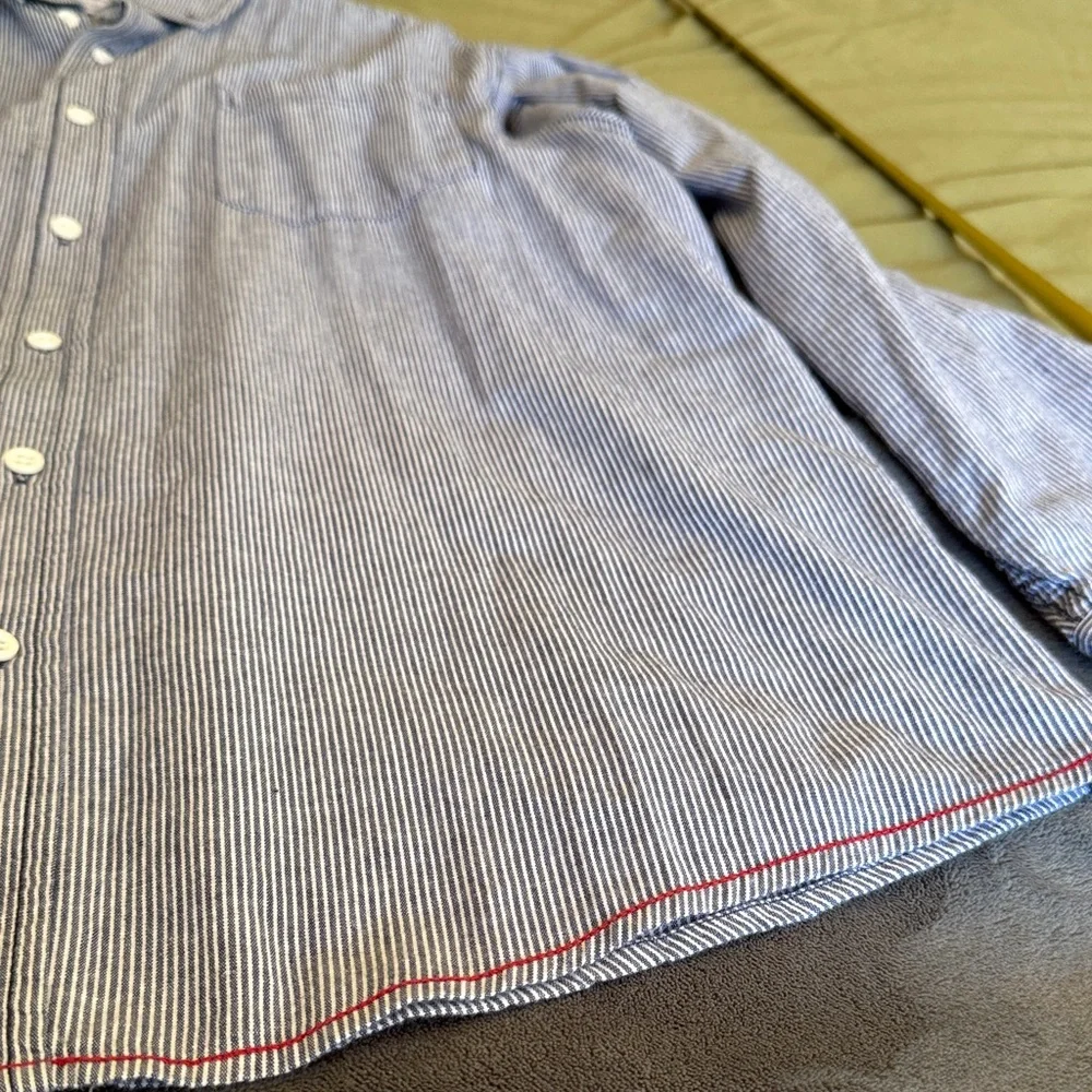Blue and White Striped Men's Shirt - Picture 6 of 6